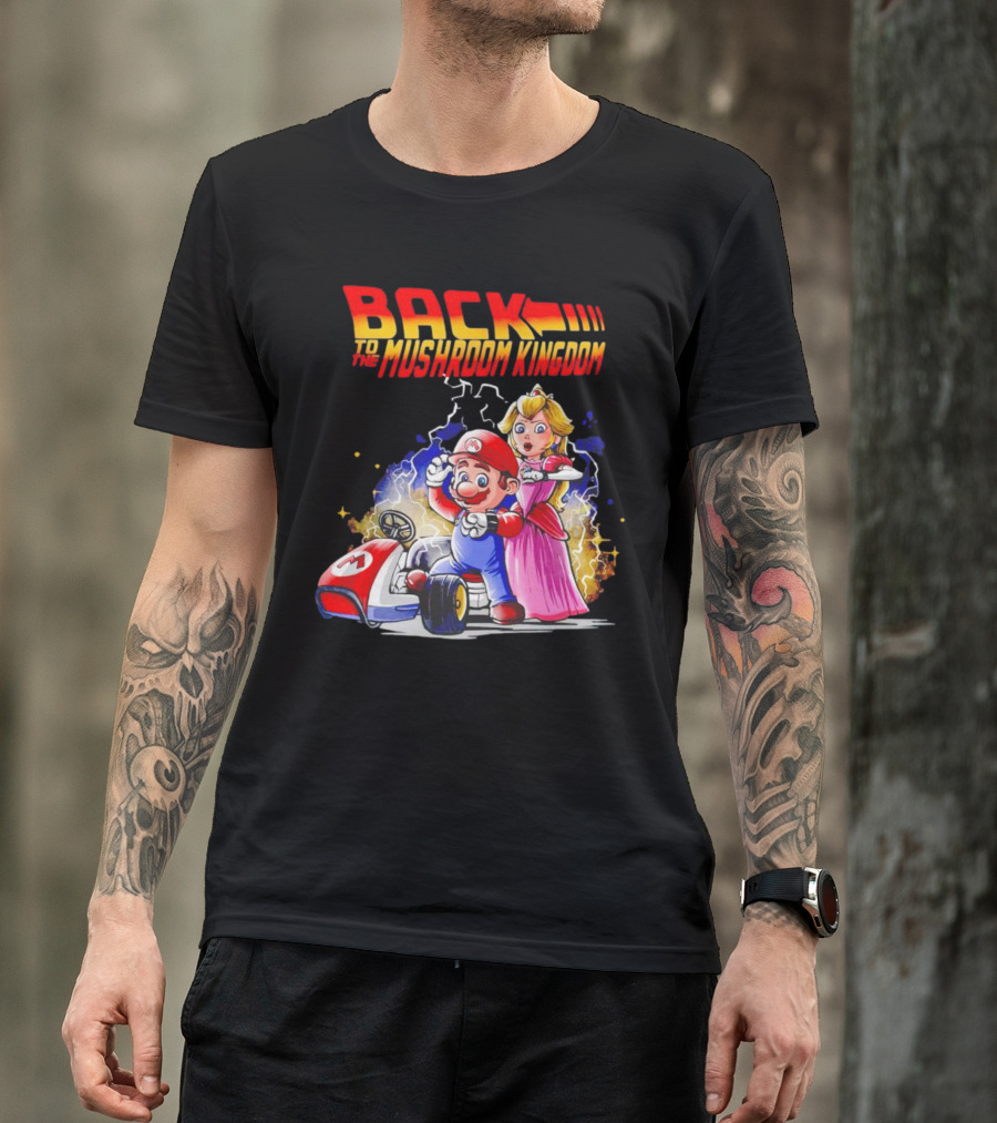 Back To The Mushroom Kingdom Mario Princess Kart Lightning Retro Adventure T-Shirt