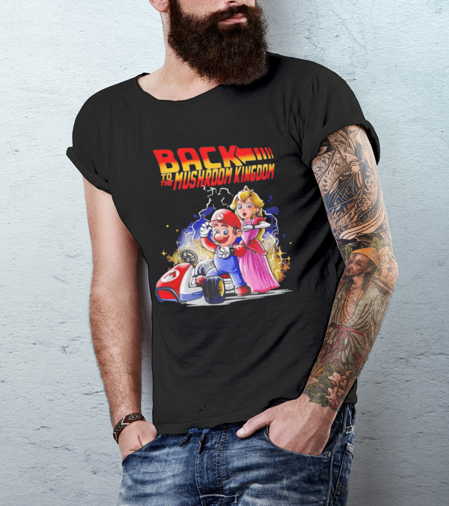 Back To The Mushroom Kingdom Mario Princess Kart Lightning Retro Adventure T-Shirt