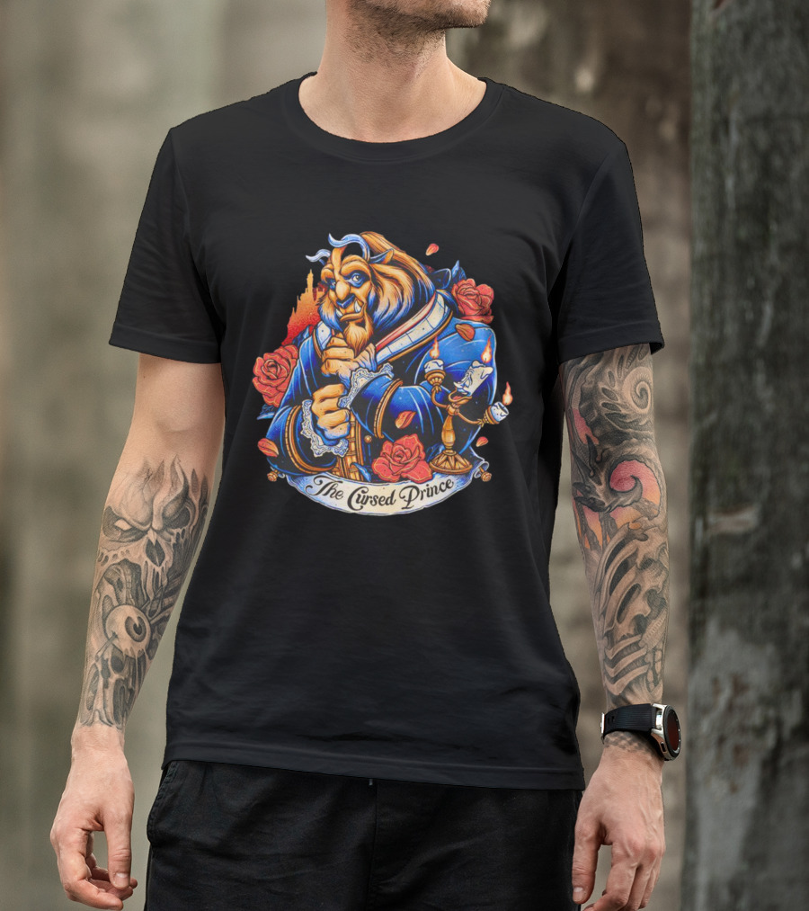 The Beast The Cursed Prince Roses And Candle Companion Scene T-Shirt