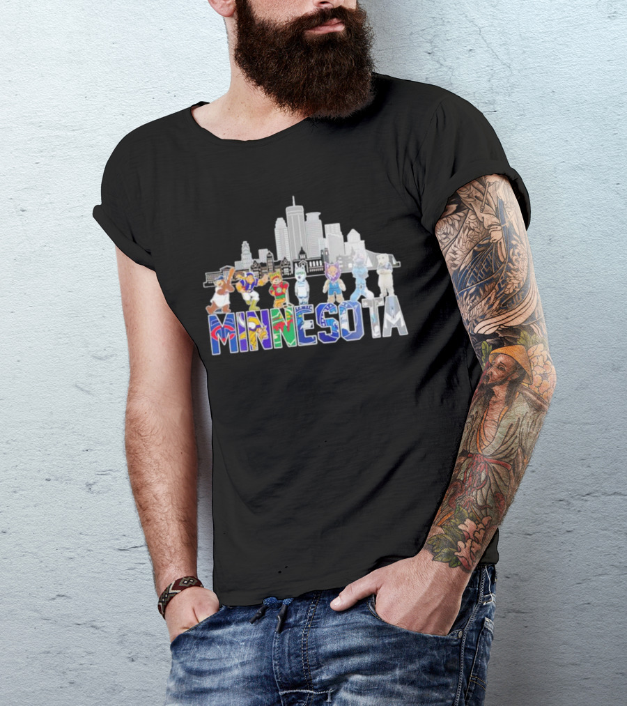 Minnesota Sports City Mascots Skyline T-Shirt