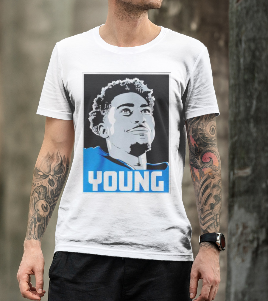 Bryce Young Football Portrait Black And Blue Young T-Shirt