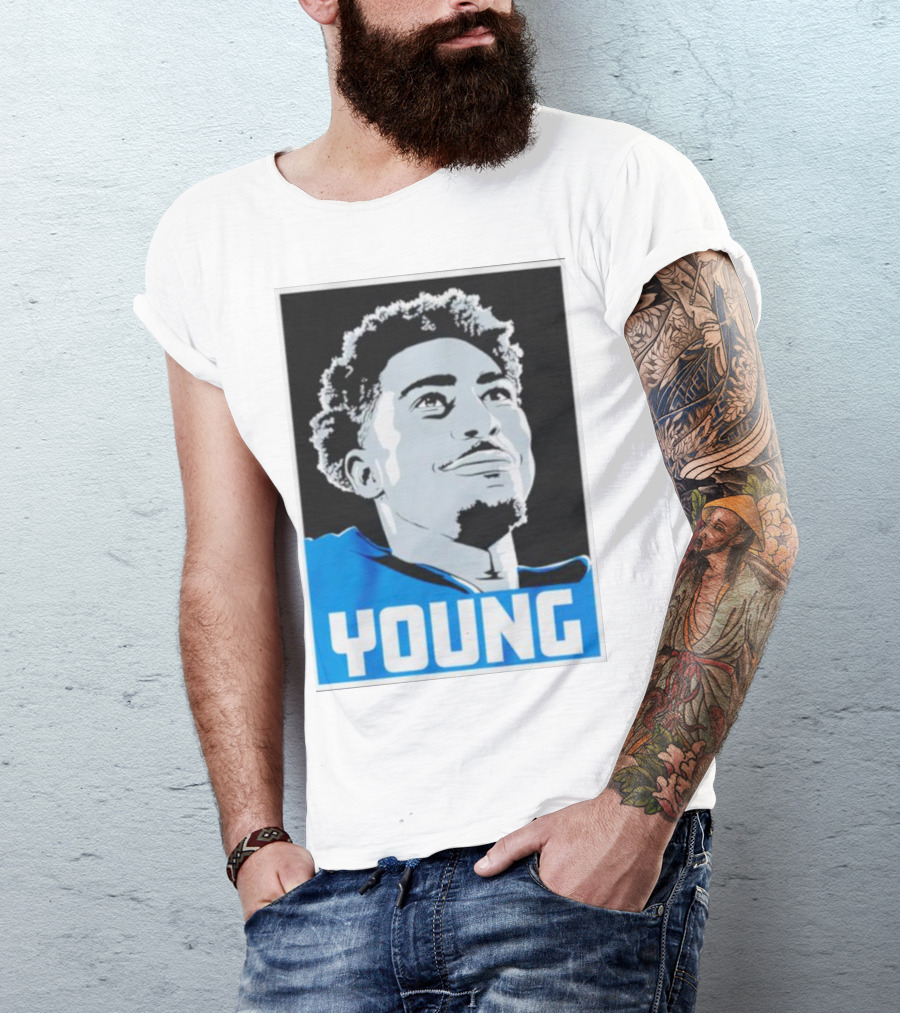 Bryce Young Football Portrait Black And Blue Young T-Shirt