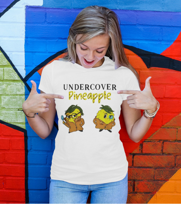 UNDERCOVER PINEAPPLE Detective Humor Quirky Characters T-Shirt