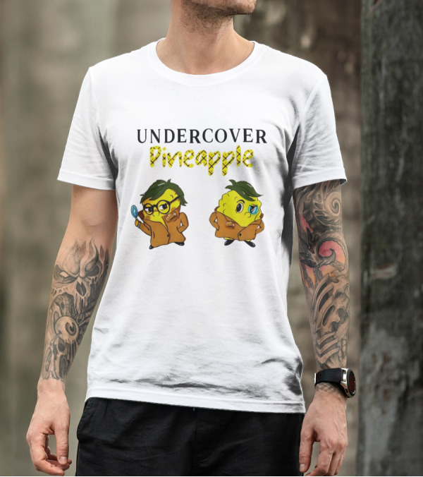 UNDERCOVER PINEAPPLE Detective Humor Quirky Characters T-Shirt
