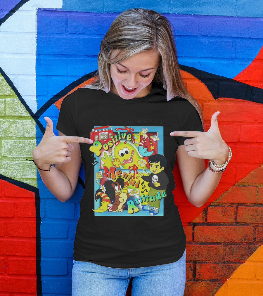 It's Never Too Late For A Positive Mental Attitude Cartoon Characters Music And Fun Elements T-Shirt