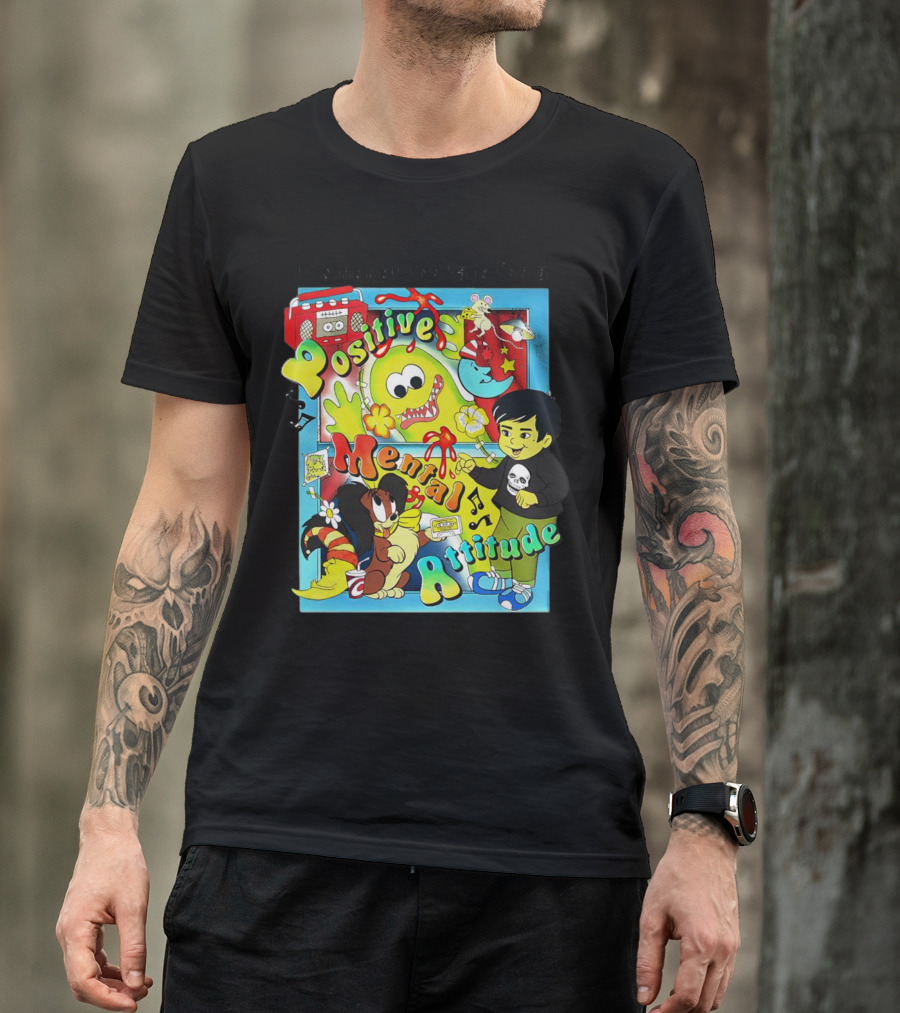 It's Never Too Late For A Positive Mental Attitude Cartoon Characters Music And Fun Elements T-Shirt