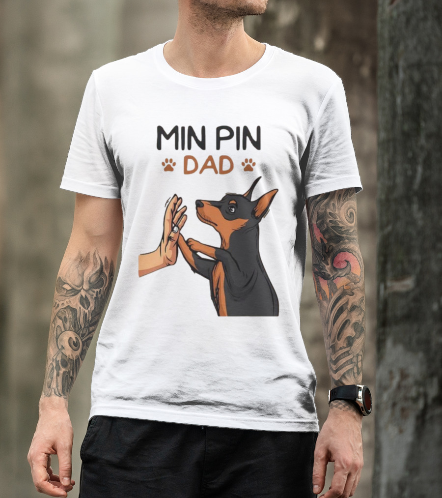 MIN PIN DAD Father's Day Dog Paw T-Shirt