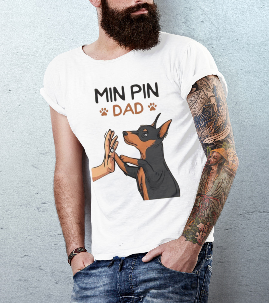 MIN PIN DAD Father's Day Dog Paw T-Shirt