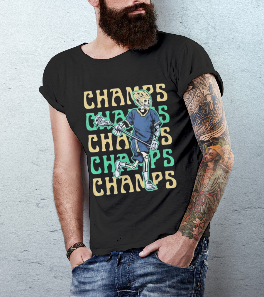 Notre Dame Fighting Irish Skeleton Lacrosse Champs T-Shirt