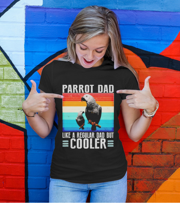 Parrot Dad Like A Regular Dad But Cooler Retro Stripes T-Shirt