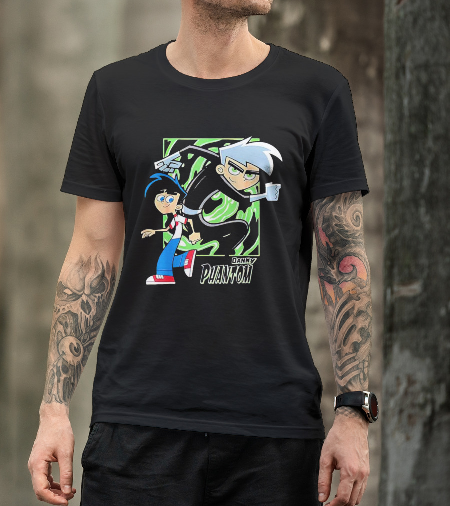 Danny Phantom Cartoon Artwork With Ghostly Green Swirl T-Shirt