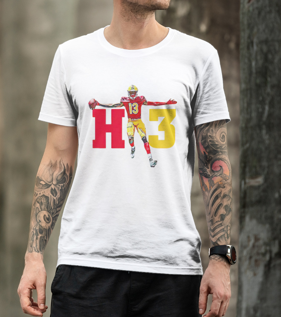 Maurice Alexander HT3 Football Player In Red And Yellow Uniform With Football T-Shirt