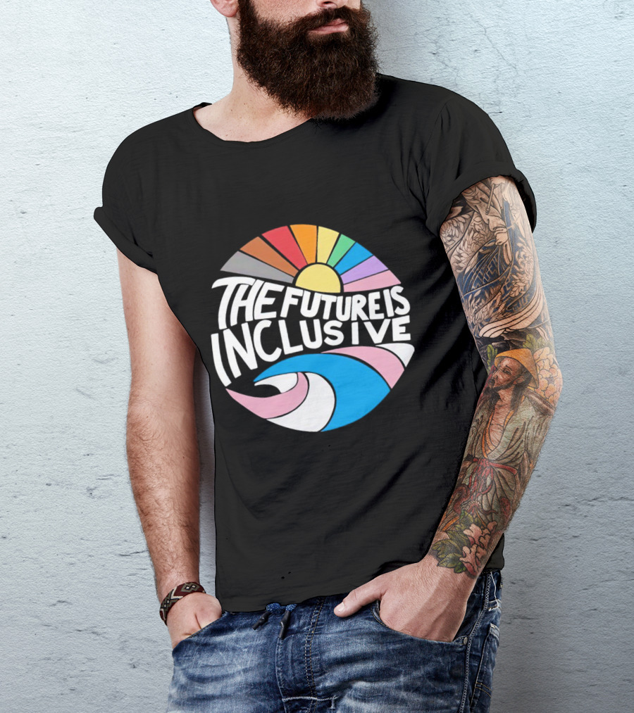 The Future Is Inclusive Rainbow Pride Wave Sunburst T-Shirt
