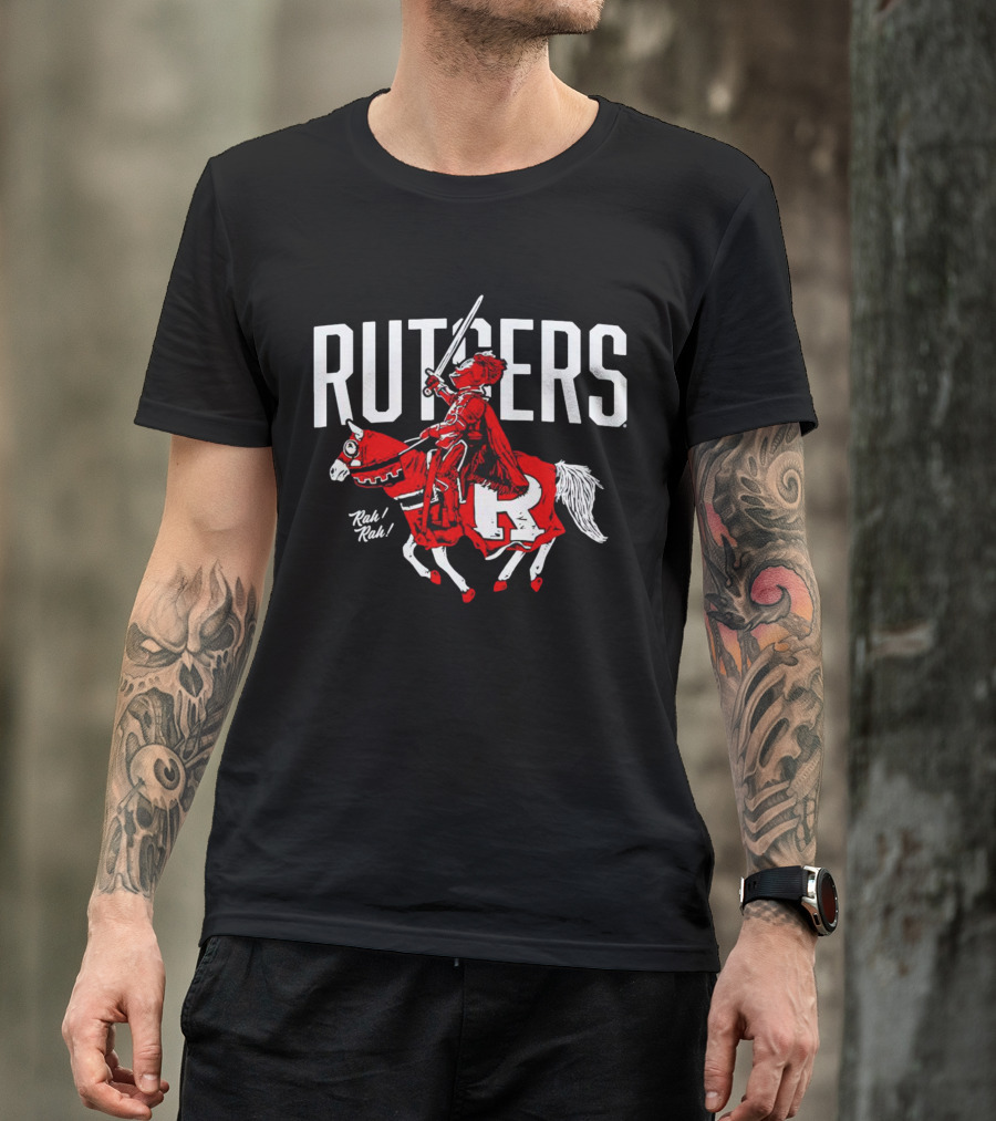 Rutgers Knights Rah Rah Iconic Sword-Wielding Mascot On Horseback T-Shirt