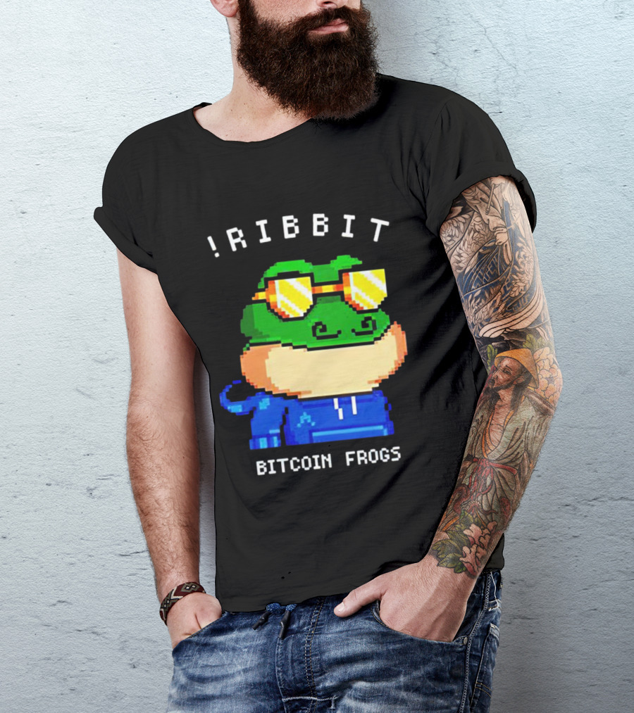 Ribbit Bitcoin Frogs Pixel Art Frog With Sunglasses T-Shirt