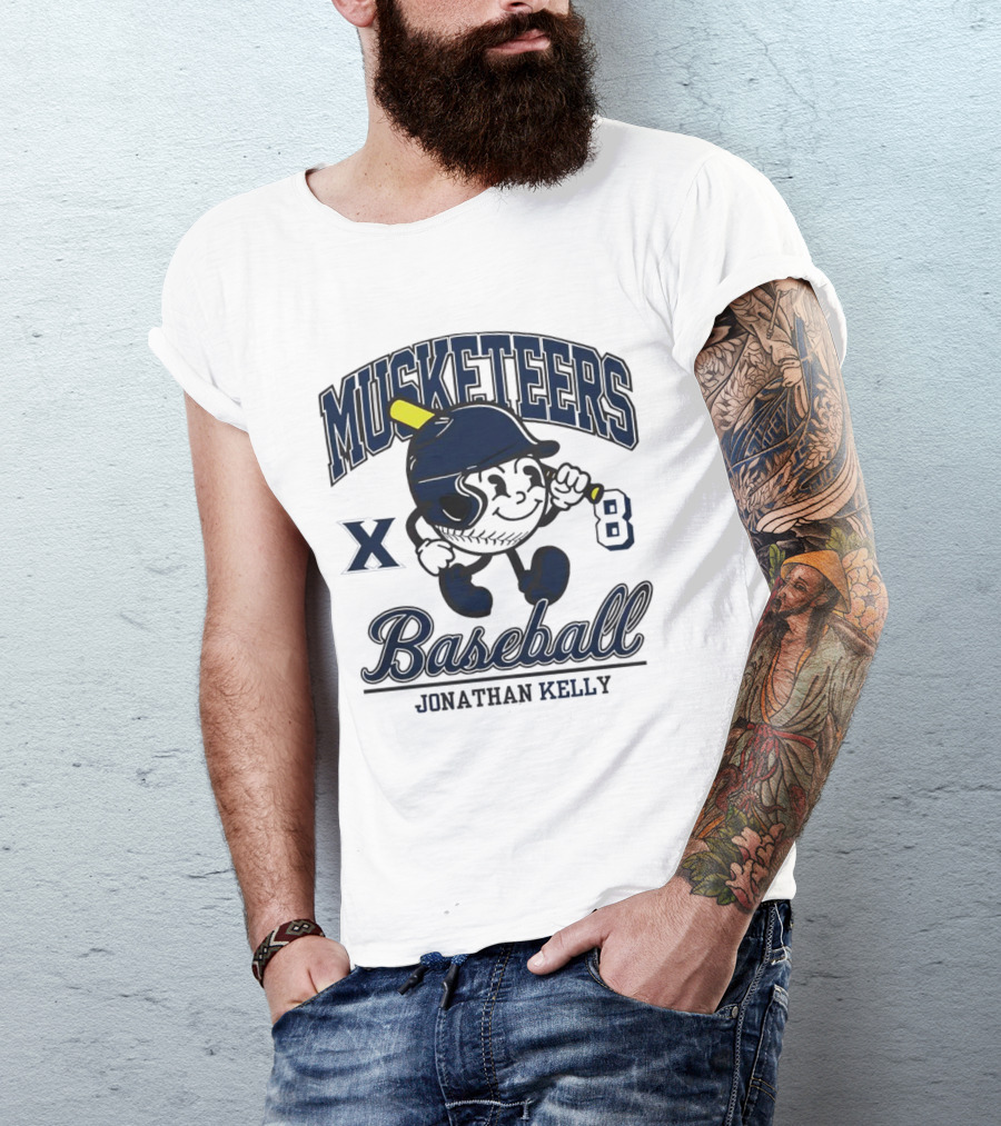 Musketeers Baseball Xavier X 8 Jonathan Kelly Shersey T-Shirt