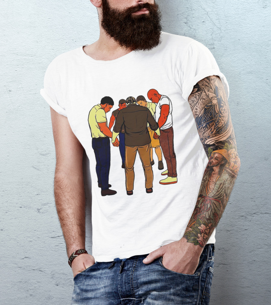 Black Men Praying In Circle Together T-Shirt