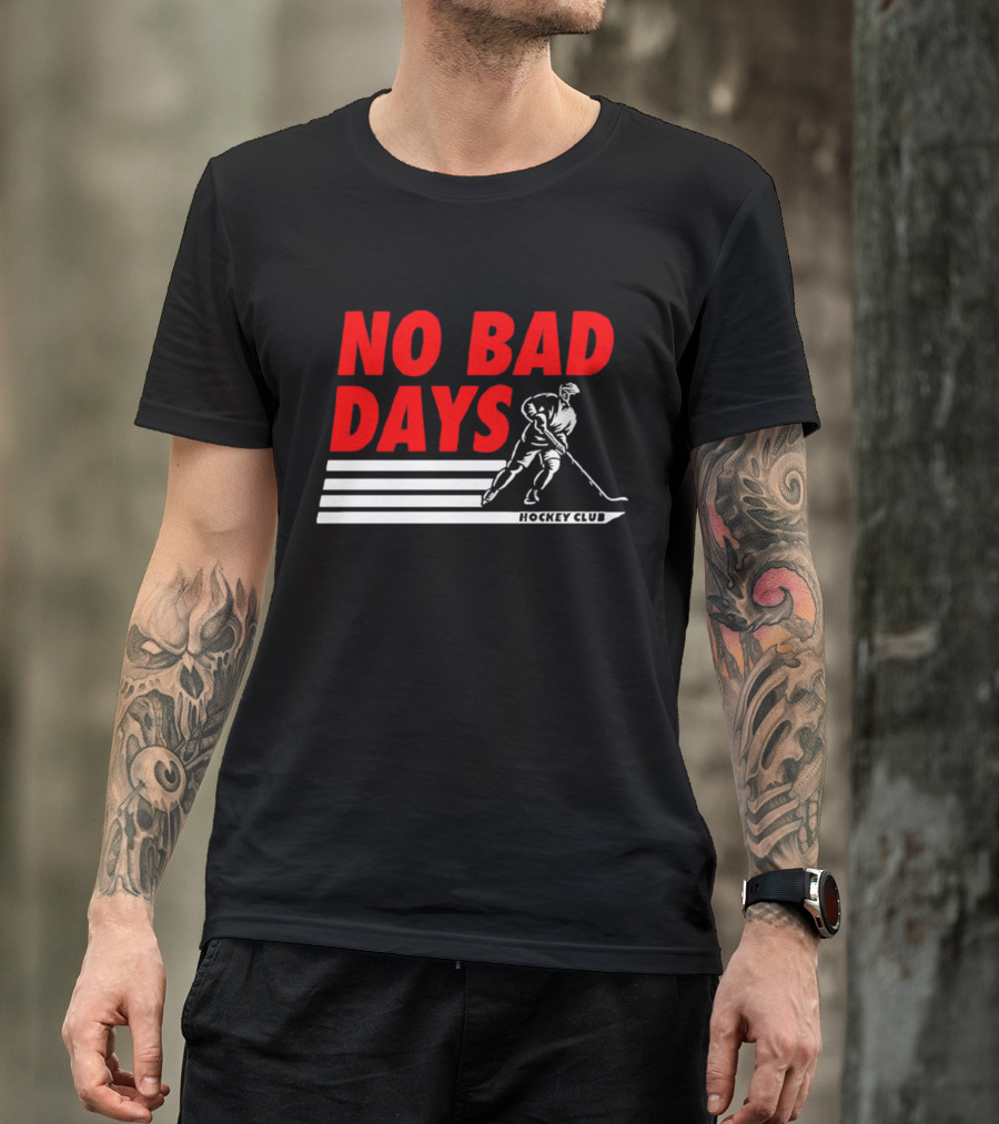 No Bad Days Hockey Club Skater Stripe Motif T-Shirt