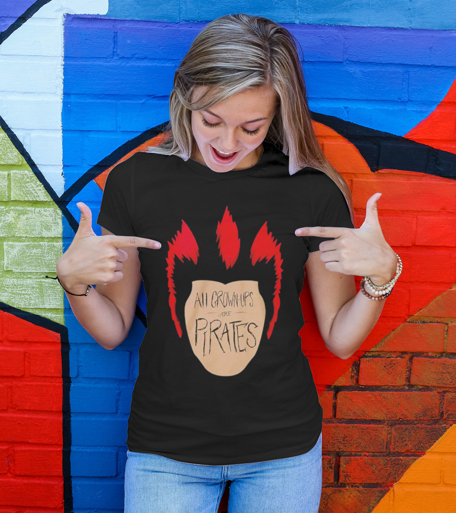 All Grown Ups Are Pirates Red Hair Patch T-Shirt