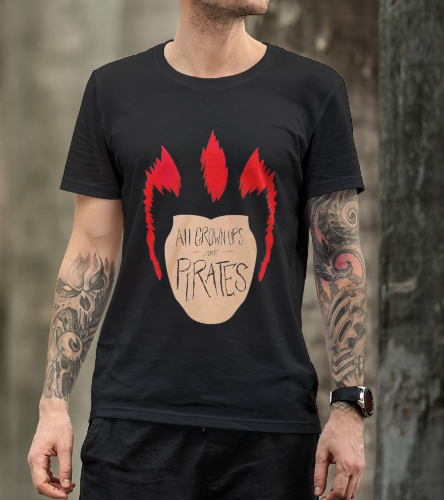 All Grown Ups Are Pirates Red Hair Patch T-Shirt
