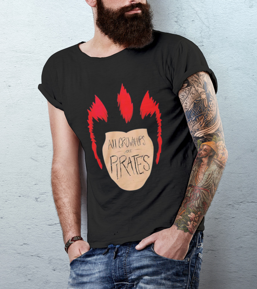 All Grown Ups Are Pirates Red Hair Patch T-Shirt