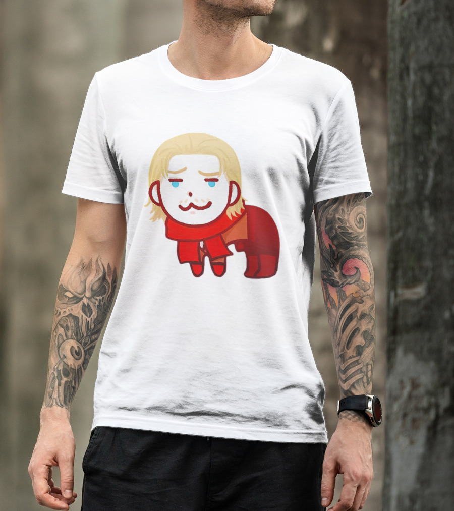 Ocelot Creature Blonde Character In Red Scarf And Outift T-Shirt