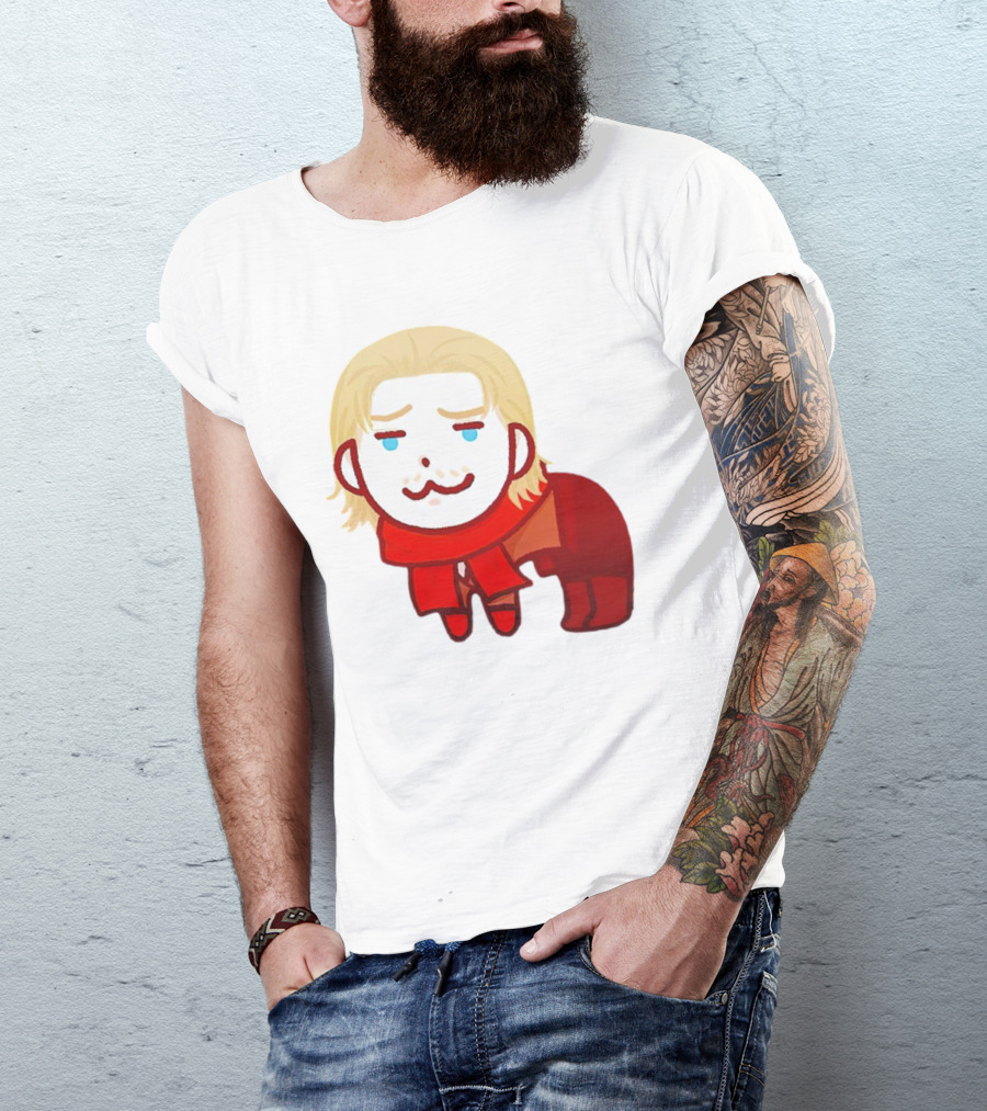 Ocelot Creature Blonde Character In Red Scarf And Outift T-Shirt
