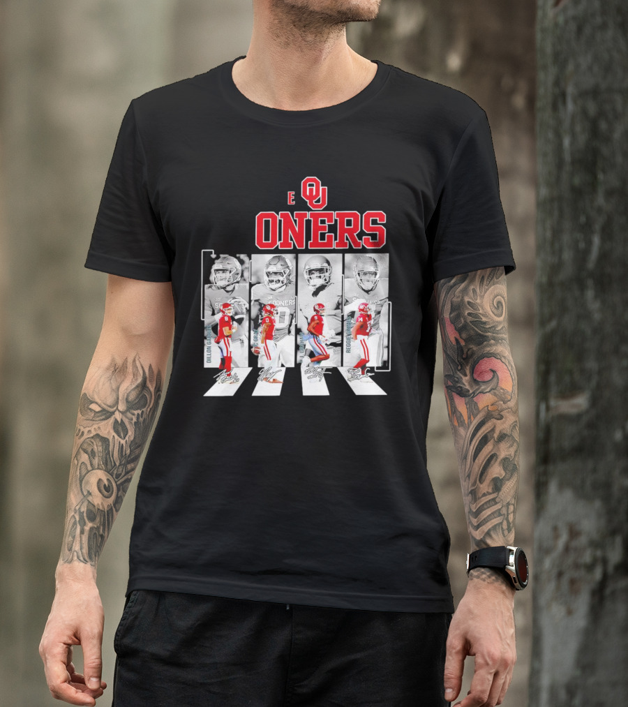 Oklahoma Sooners Football Abbey Road Dillon Gabriel Signatures T-Shirt