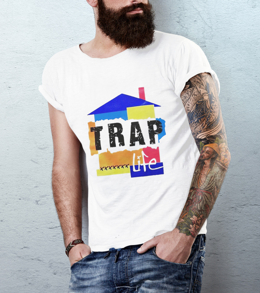 TRAP Life House Design Multicolored Blocks And X Marks T-Shirt