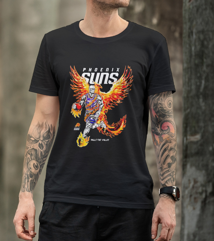 Phoenix Suns Flaming Basketball Phoenix Rally The Valley T-Shirt