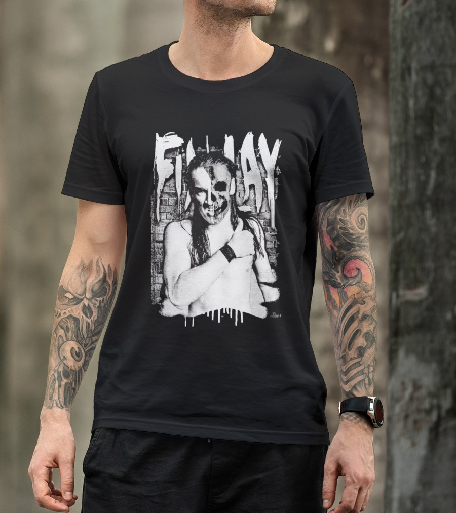 Skull Face Finlay Grunge Style Brick Wall Background T-Shirt