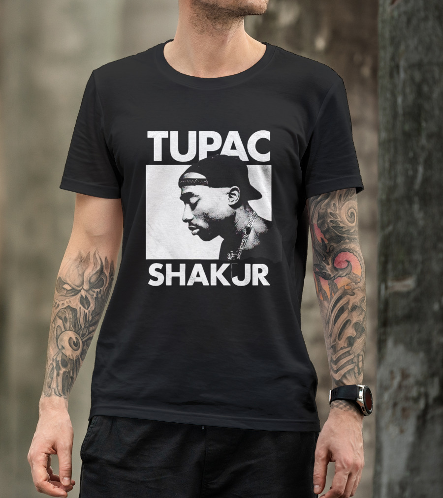 Tupac Shakur Profile Portrait Black T-Shirt