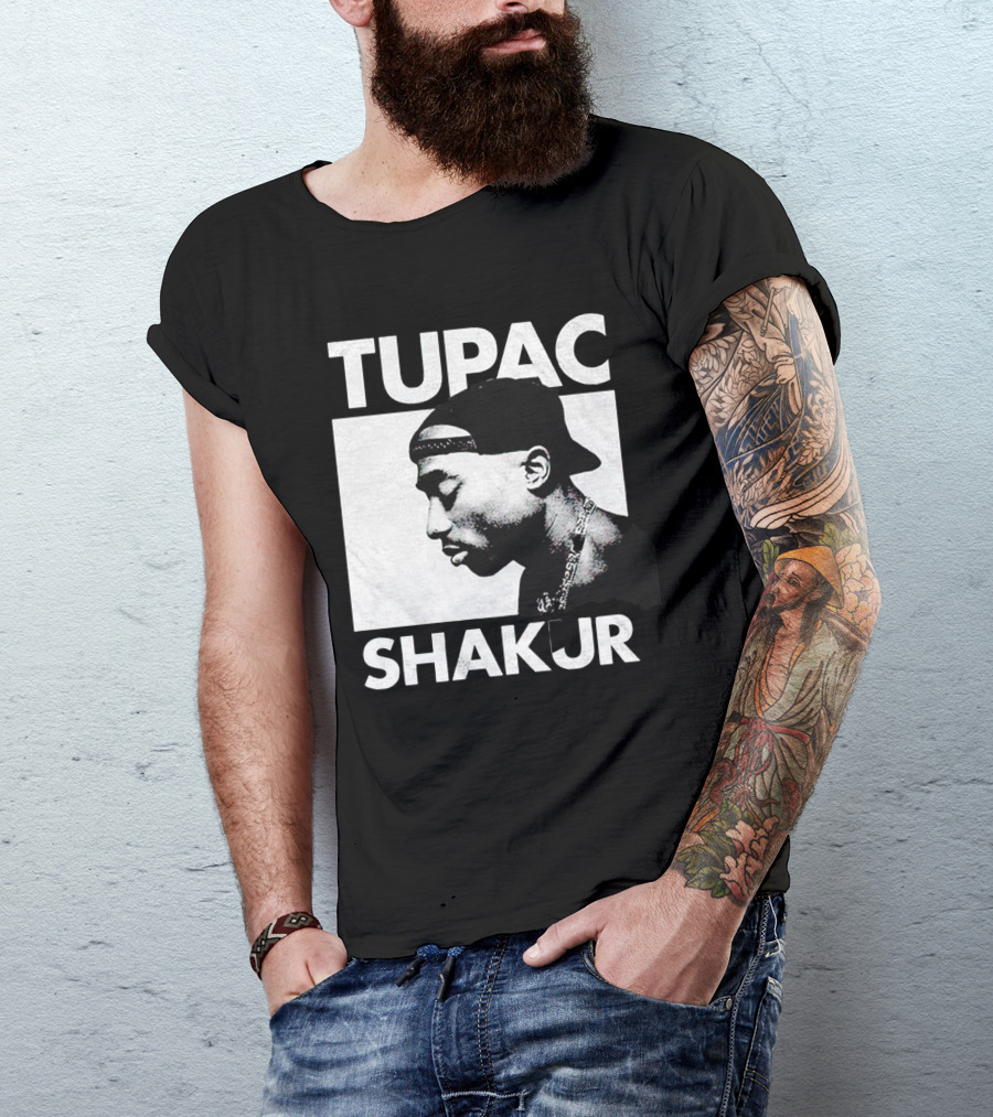 Tupac Shakur Profile Portrait Black T-Shirt