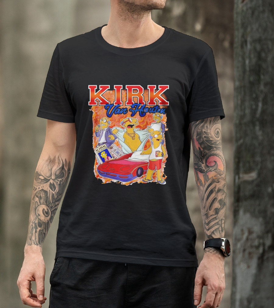 Kirk Van Houten Vintage Comic Car Flames Drink T-Shirt
