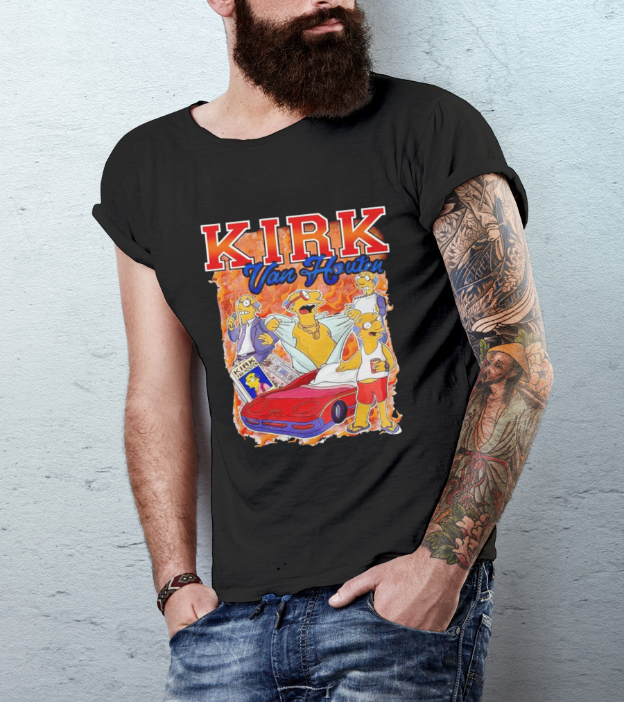 Kirk Van Houten Vintage Comic Car Flames Drink T-Shirt