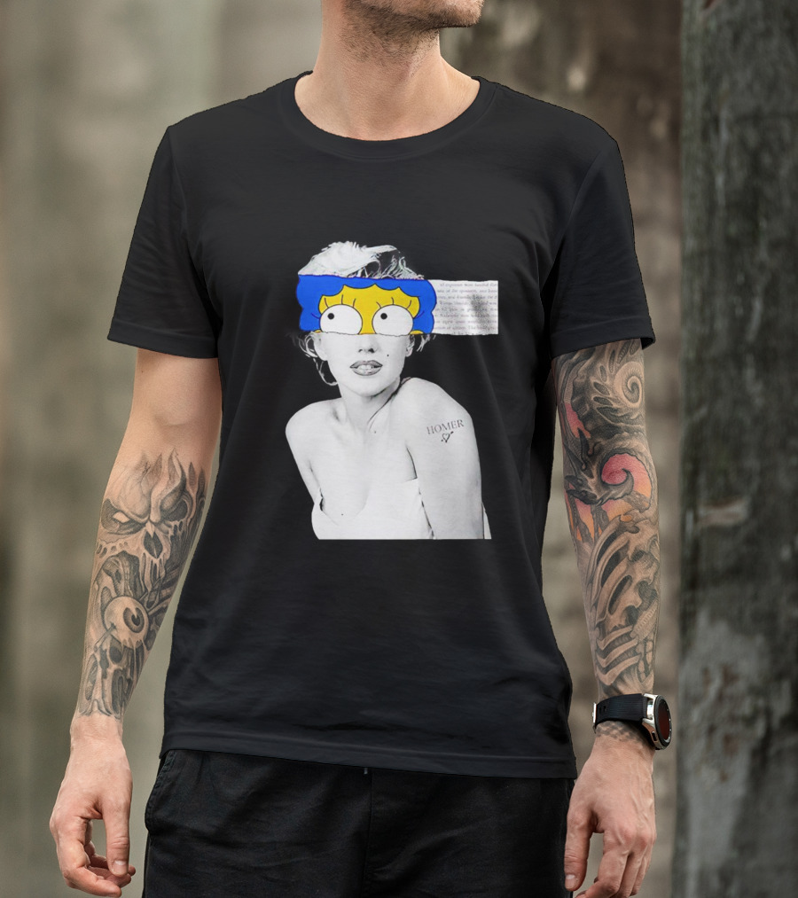 Marylin Monroe And Marge Simpson Crossover With Homer Tattoo T-Shirt