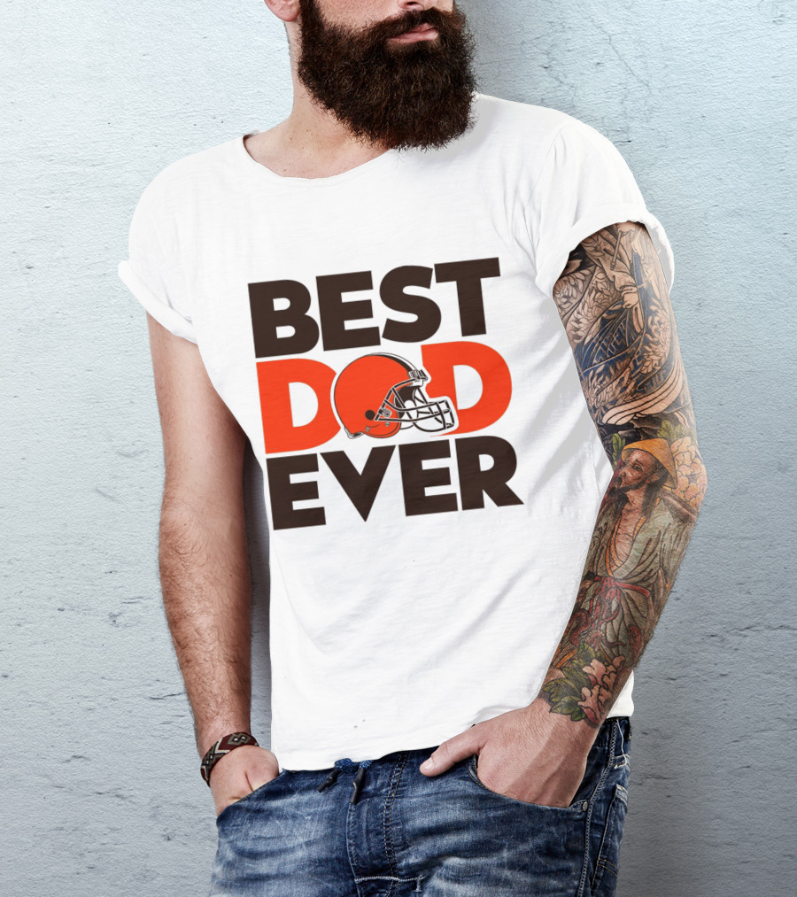 Best Dad Ever Cleveland Browns NFL Football Helmet T-Shirt