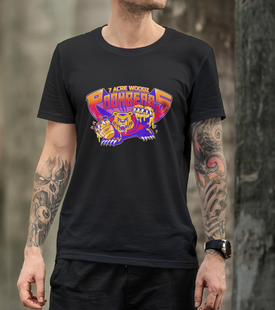 7 Acre Woodz Poohbearz Hunny Bear Roaring Claw T-Shirt