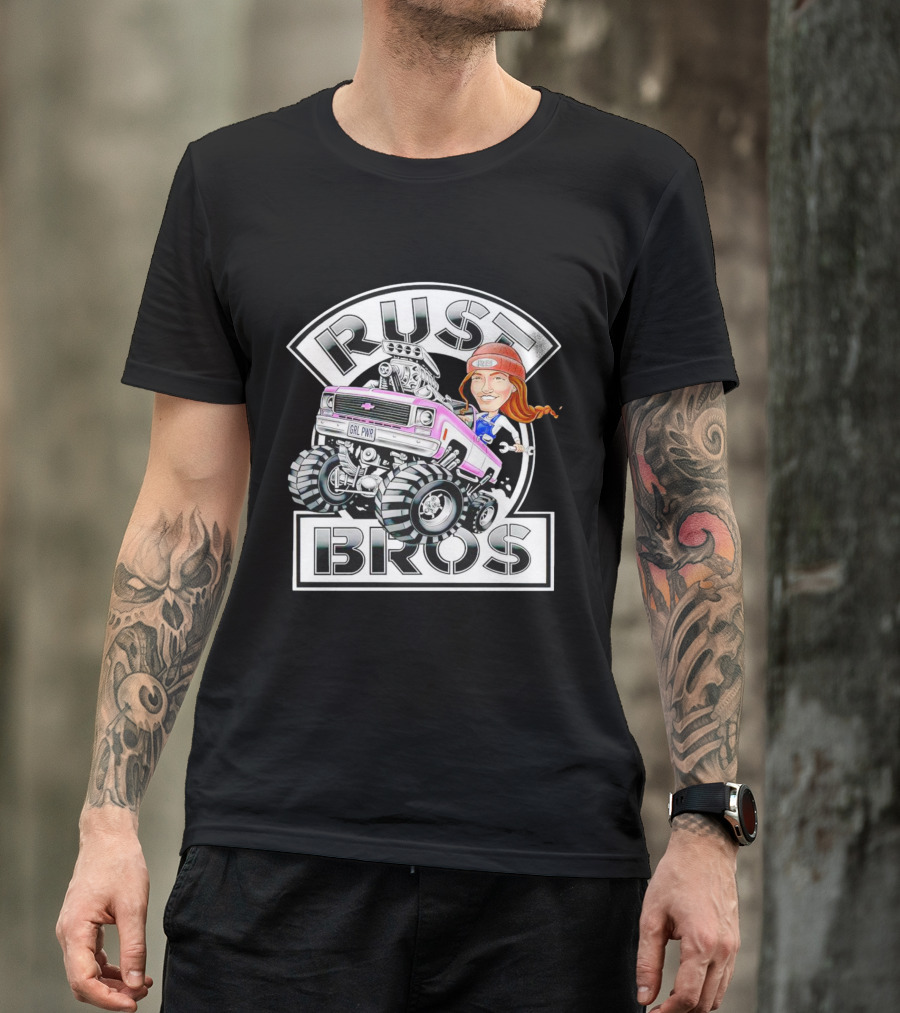 Rust Bros Girl Power Monster Truck Cartoon T-Shirt