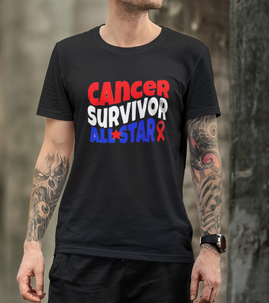 CANCER SURVIVOR ALL STAR RED WHITE BLUE T-Shirt