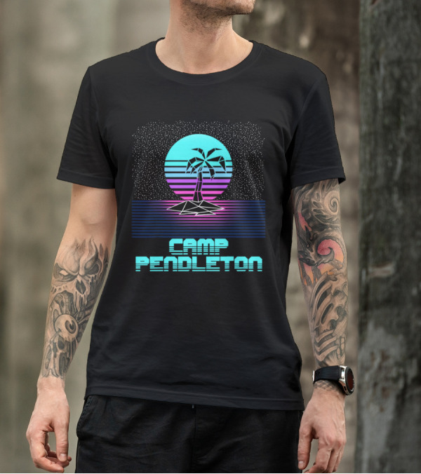 Camp Pendleton Vintage 80s Palm Tree Souvenir Retro Sunset T-Shirt
