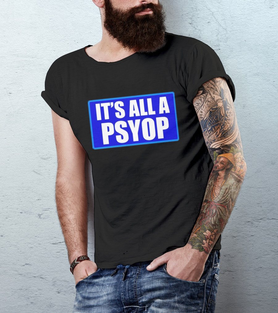 IT'S ALL A PSYOP Blue Rectangle T-Shirt