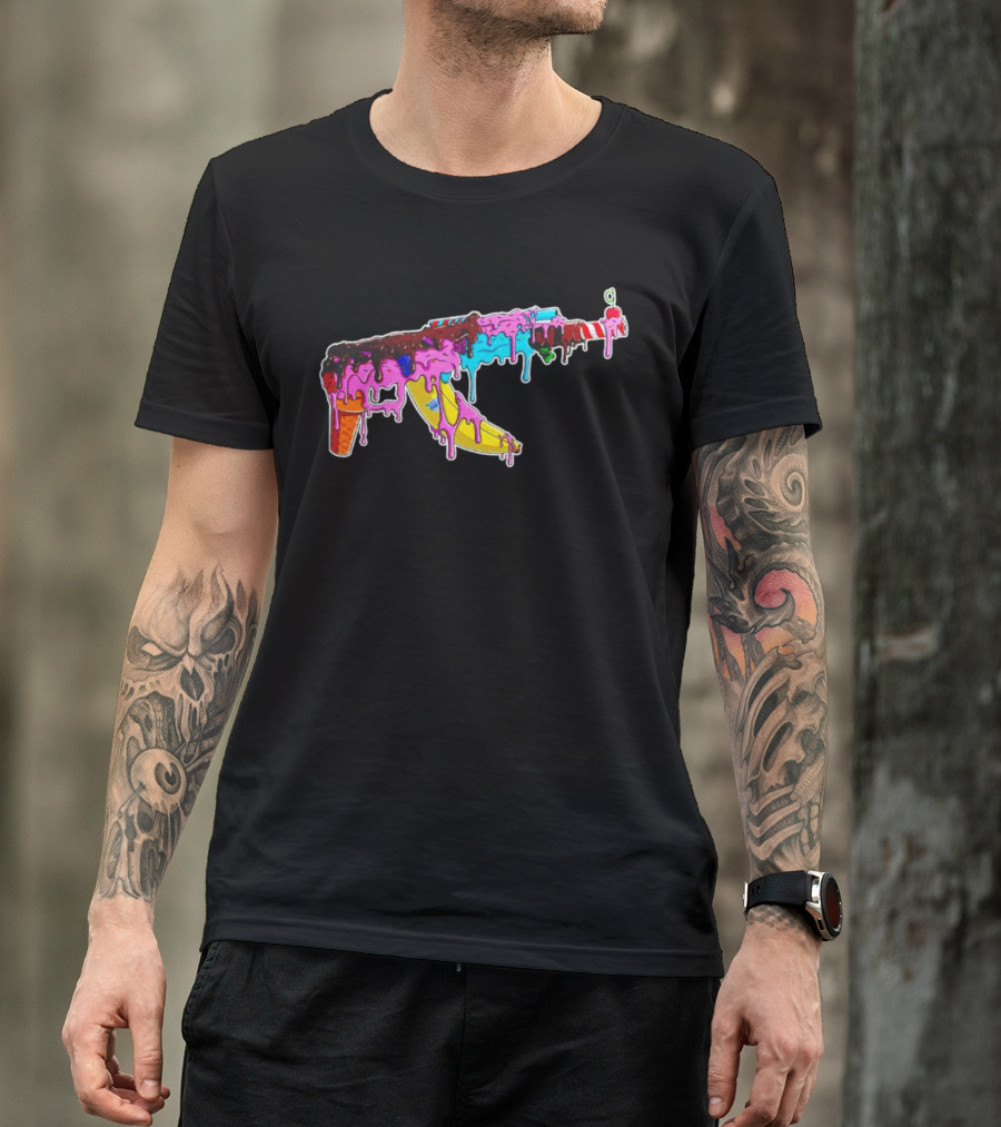 Ice Cream AK-47 Dripping Treats Colorful T-Shirt