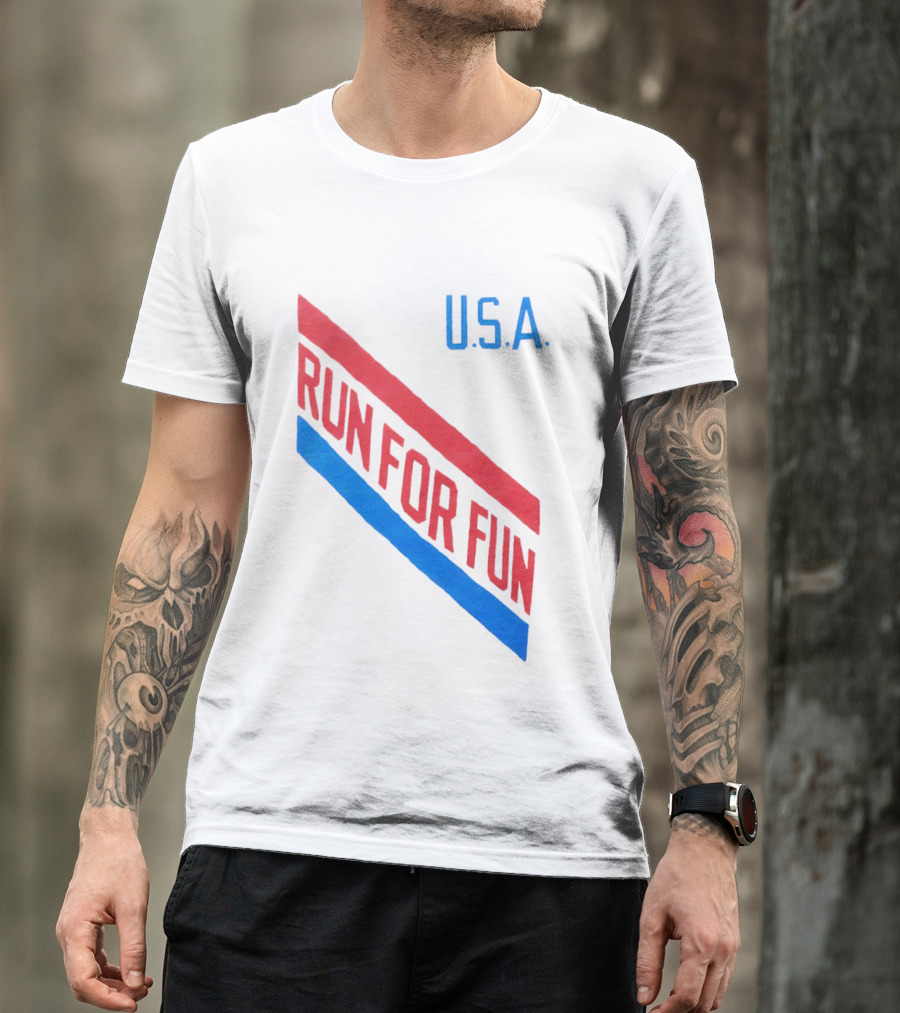 U.S.A. Red And Blue Run For Fun T-Shirt
