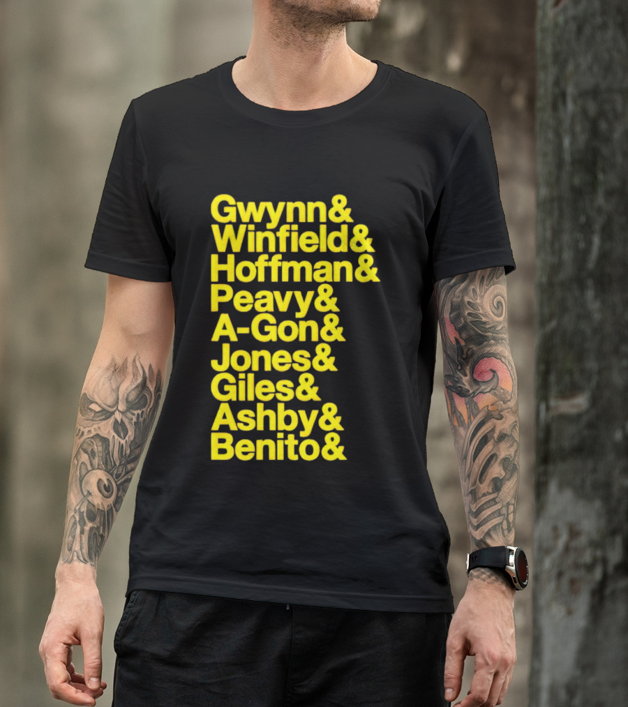 San Diego Baseball Gwynn Winfield Hoffman Peavy A-Gon Jones Giles Ashby Benito T-Shirt