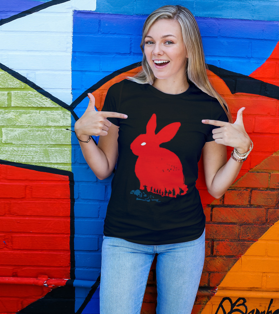 Death Awaits Red Rabbit Skull T-Shirt