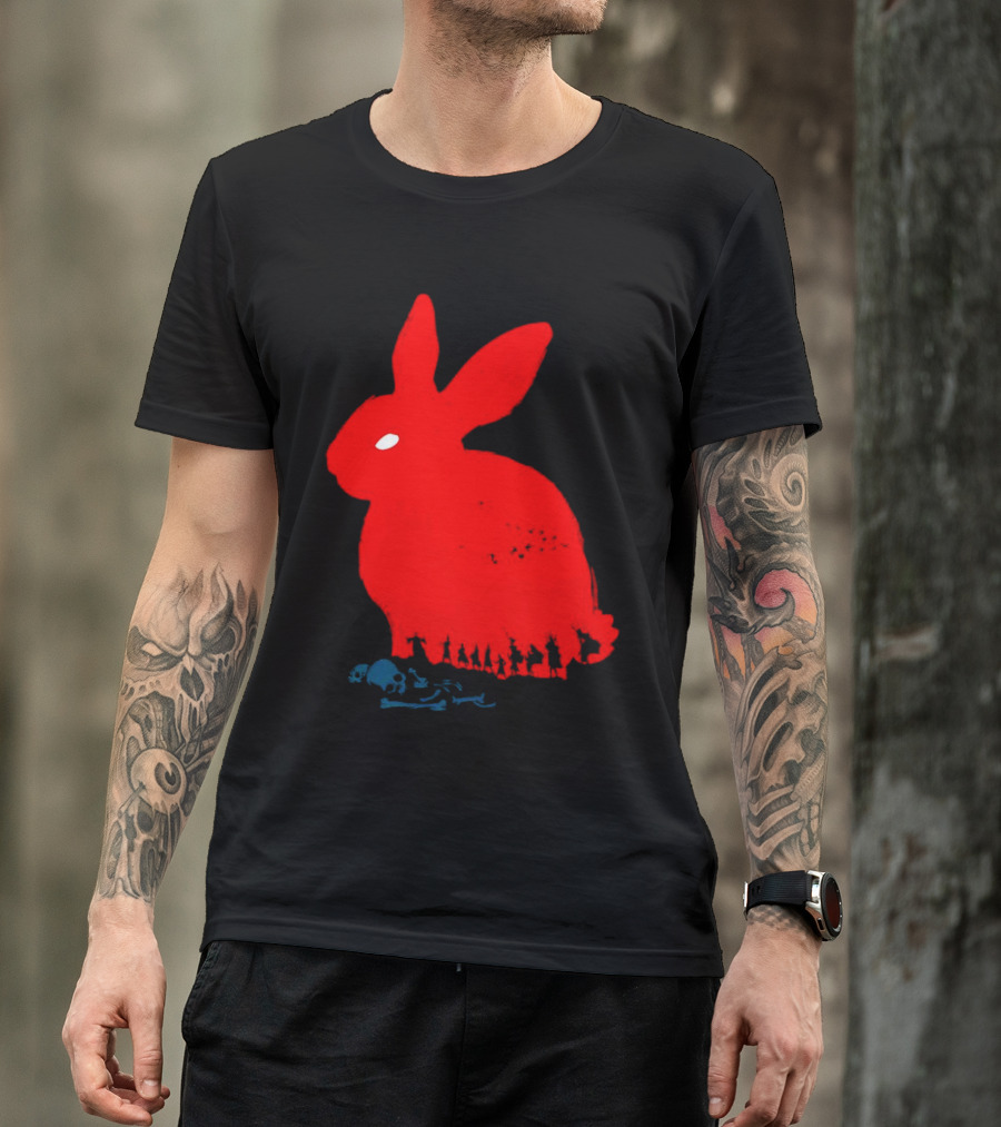 Death Awaits Red Rabbit Skull T-Shirt