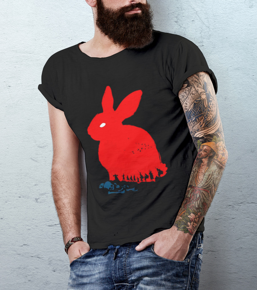 Death Awaits Red Rabbit Skull T-Shirt