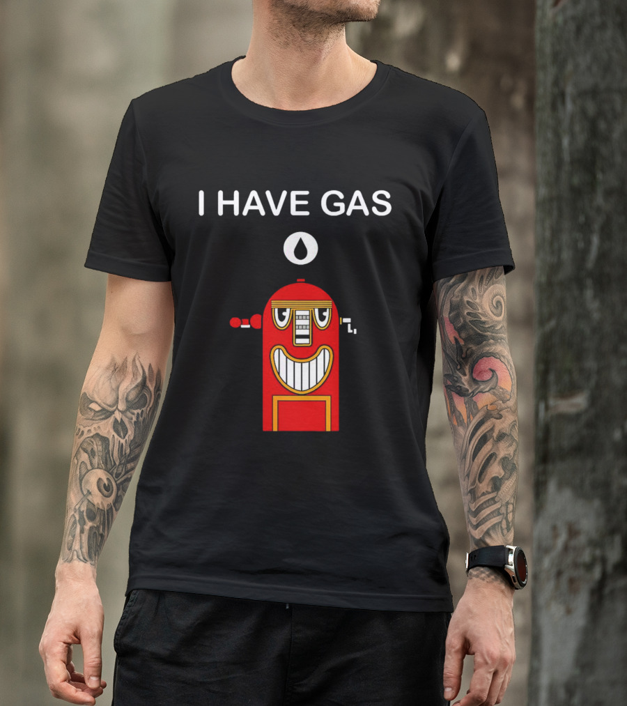 I Have Gas Nerd Geek Smiling Red Gas Pump T-Shirt
