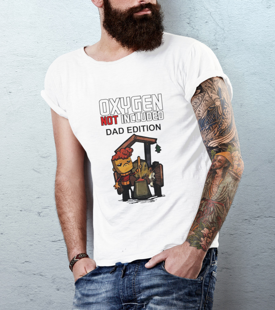 Oxygen Not Included Dad Edition Cartoon Character With Tool And Machine T-Shirt